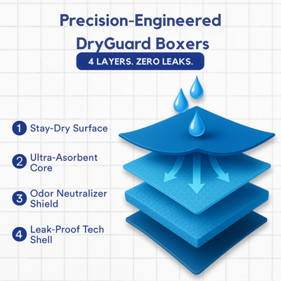 DryGuard™ - Real Boxer Briefs. Built-In Leak Protection.